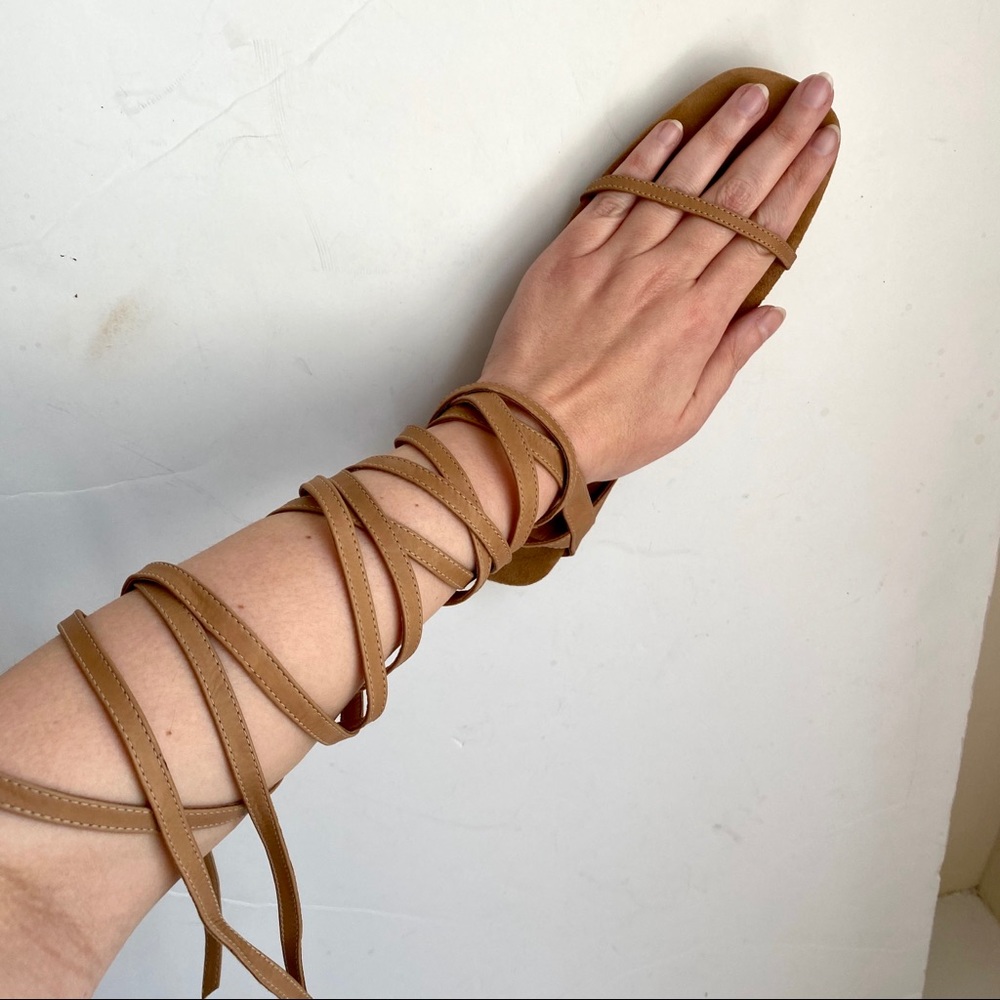 Doen 6 Gladiator Sandals Leather Calf Wrap Tie - Picture 4 of 7